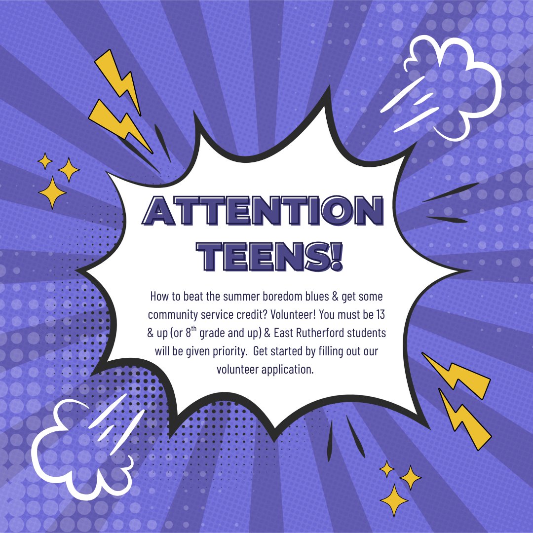 ERLibrary's tweet photo. Teens, are you in need of community service hours?  Volunteer this summer at the library!  Fill out our application on our website under Children &amp; Teens ("Volunteer Opportunities" tab) or follow this link: https://t.co/lzlrrR15sJ https://t.co/VwtbItMziu