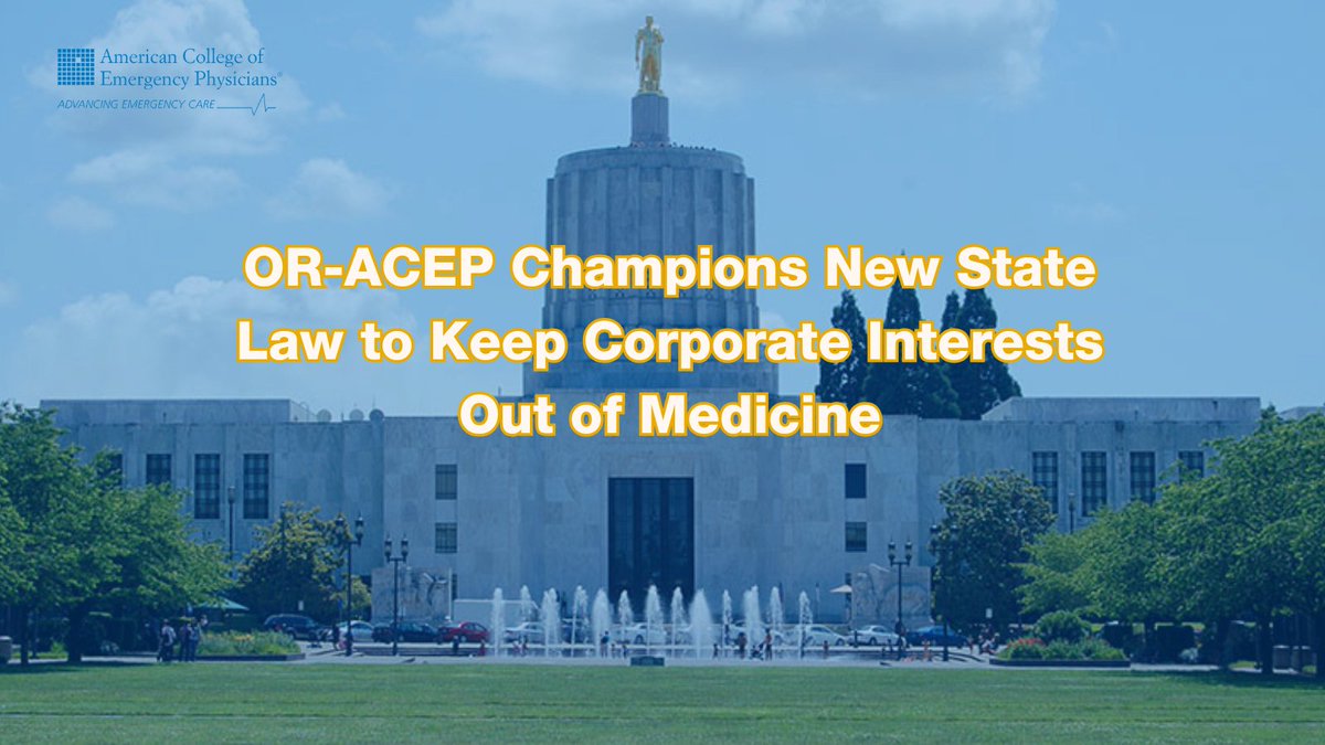 Emergency Physicians (@emergencydocs) on Twitter photo A new law in Oregon ensures that patient care is managed by physicians, not corporations. <a href="/oregonacep1/">Oregon ACEP</a> is a leading voice advocating to ensure profit-driven companies do not exert undue influence over patient care. bit.ly/4l3aVGg A new law in Oregon ensures that patient care is managed by physicians, not corporations. <a href="/oregonacep1/">Oregon ACEP</a> is a leading voice advocating to ensure profit-driven companies do not exert undue influence over patient care. bit.ly/4l3aVGg