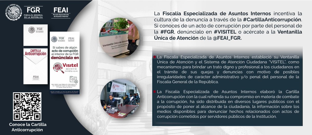 Jalisco (@fgr_jal) on Twitter photo La Fiscalía Especializada de Asuntos Internos incentiva la cultura de la denuncia a través de la #CartillaAnticorrupción. Si conoces de un acto de corrupción por parte del personal de la #FGR, denúncialo en #VISITEL o acércate a la Ventanilla Única de Atención de la <a href="/FEAI_FGR/">Fiscalía Especializada de Asuntos Internos (FEAI)</a>. La Fiscalía Especializada de Asuntos Internos incentiva la cultura de la denuncia a través de la #CartillaAnticorrupción. Si conoces de un acto de corrupción por parte del personal de la #FGR, denúncialo en #VISITEL o acércate a la Ventanilla Única de Atención de la <a href="/FEAI_FGR/">Fiscalía Especializada de Asuntos Internos (FEAI)</a>.