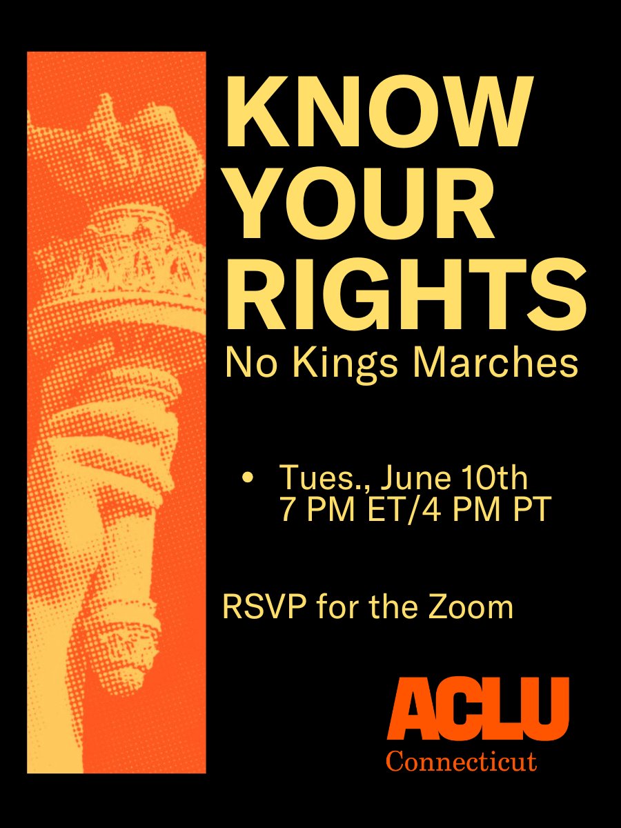 Before you hit the streets- join our know your rights training TODAY, June 10th at 7 PM ET.

RSVP using the link below: act.aclu.org/a/2025-kyr-tra…