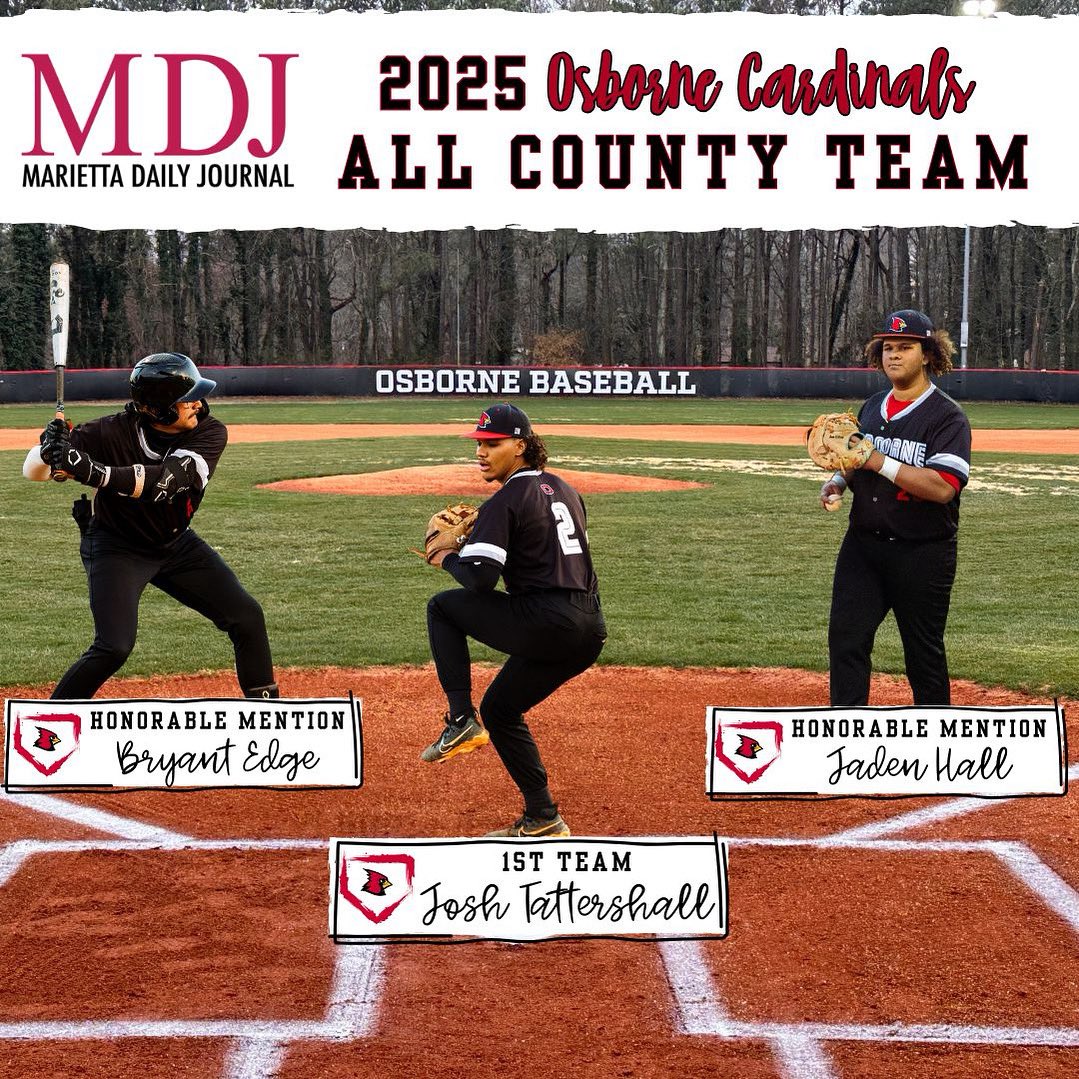 Great things are happening at The DEC!! 3 guys selected to the All-Cobb County Team by the Marietta Daily Journal!  Proud of their accomplishments!!! #FAMILY #theCARDINALway <a href="/JoshuaTatter2/">Joshua Tattershall</a> <a href="/bryant_edg8568/">Bryant Edge</a> <a href="/jadenhall2333/">jaden hall</a> <a href="/osbcardinals/">Osborne Athletics</a> <a href="/rlosbornehs/">Osborne High School</a> <a href="/OsbornePrincip1/">Osborne_Principal</a>
