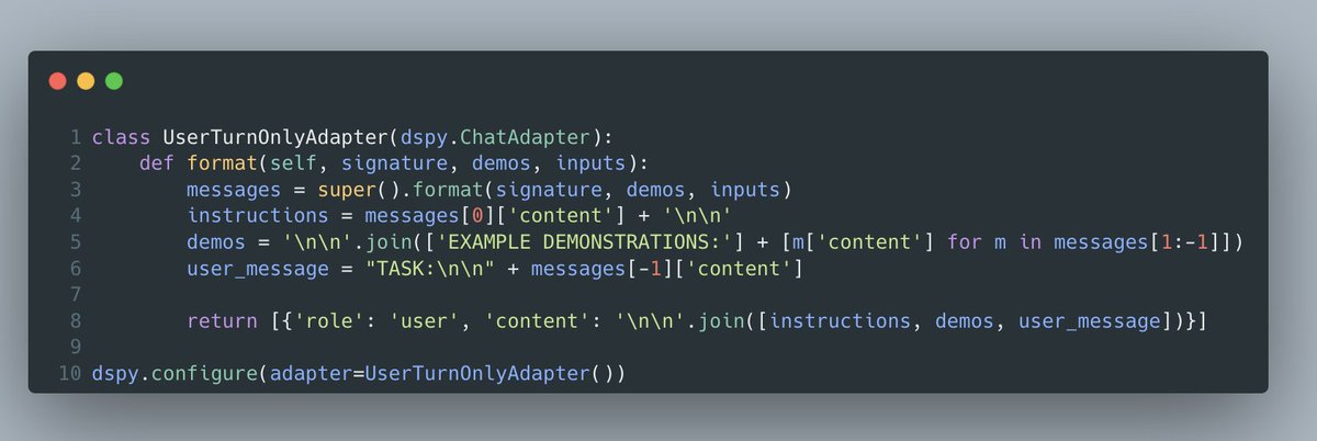 Yes, although default ones are great, the Adapters are customizable!

In fact, that's a big point we want to drive. Your Signatures should know nothing about prompt layout, model-specific structured formats, or retry policy.

That's where default (or custom) Adapters work.
