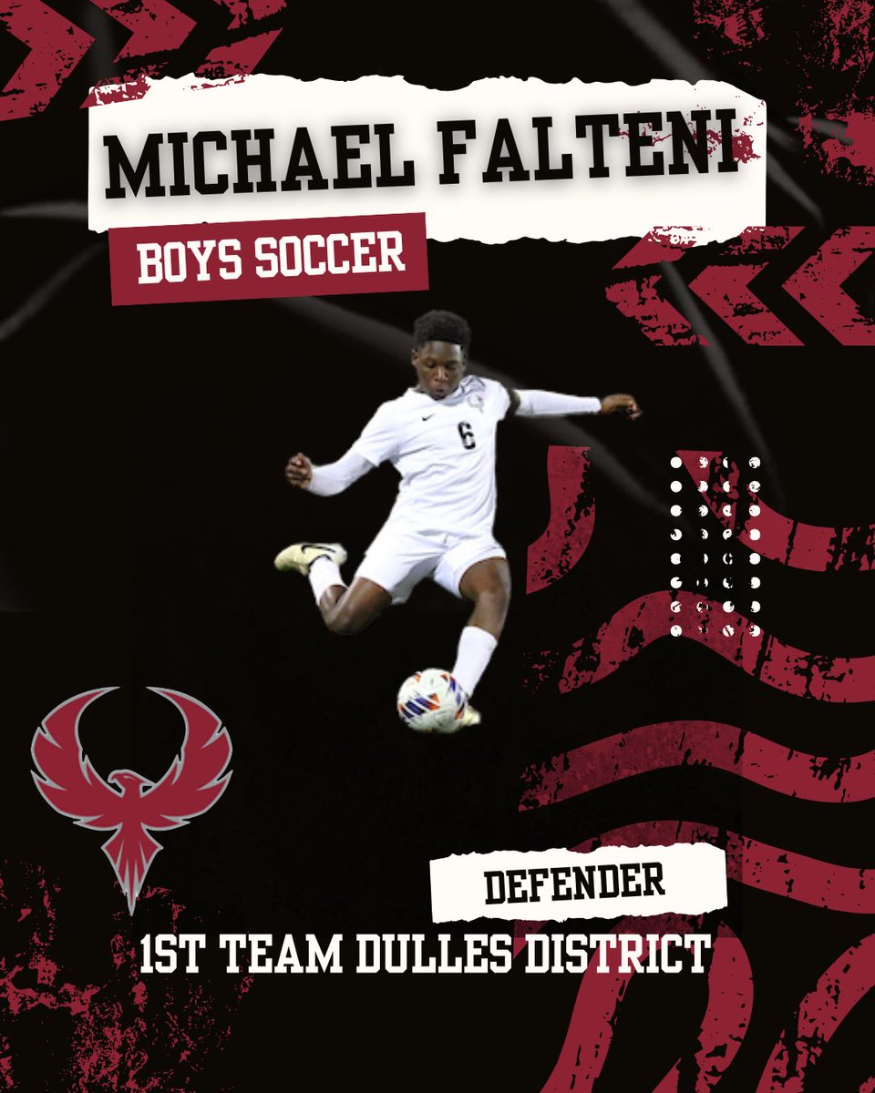 Congratulations to Junior Michael Falteni for making 1st team as Defender for the Dulles District for Boys Soccer!🔥⚽️ We are so proud!⚽️🔥