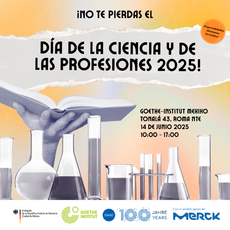 AlemaniaMexi's tweet photo. ¡Alemania te abre las puertas al futuro! 🇩🇪🚀

📚💼🔬¿Te gustaría estudiar, trabajar o investigar en uno de los países más innovadores del mundo? Entonces no te pierdas el Día de la Ciencia y de las Profesiones este 14 de junio de 10:00 a 17:00 hrs en el Goethe-Institut Mexiko.