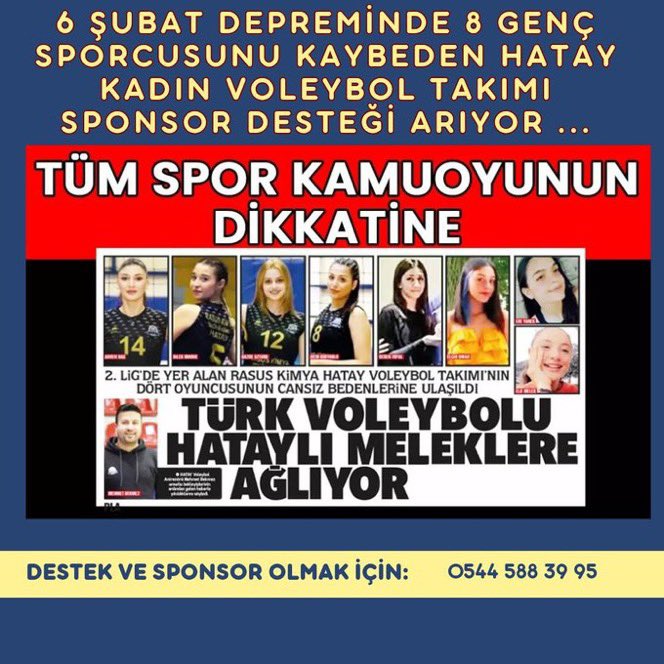 Rose Nur (@rose_nur_) on Twitter photo •••••••
Saha topraksa biz kök saldık, yıkıldı duvarlar, sarsıldı şehir ama sönmedi umutlar 🇹🇷
~~SPONSORLUK ÇAĞRISI~~
Bir spor takımını desteklemek bir şehri yeniden inşa etmeye katkı sunmaktır.
Bir Umuda Ortak Olun
<a href="/HatayVoleySK/">Hatay Voleybol Spor Kulübü</a> 🇹🇷🇹🇷🇹🇷
💙🧿🌹 •••••••
Saha topraksa biz kök saldık, yıkıldı duvarlar, sarsıldı şehir ama sönmedi umutlar 🇹🇷
~~SPONSORLUK ÇAĞRISI~~
Bir spor takımını desteklemek bir şehri yeniden inşa etmeye katkı sunmaktır.
Bir Umuda Ortak Olun
<a href="/HatayVoleySK/">Hatay Voleybol Spor Kulübü</a> 🇹🇷🇹🇷🇹🇷
💙🧿🌹