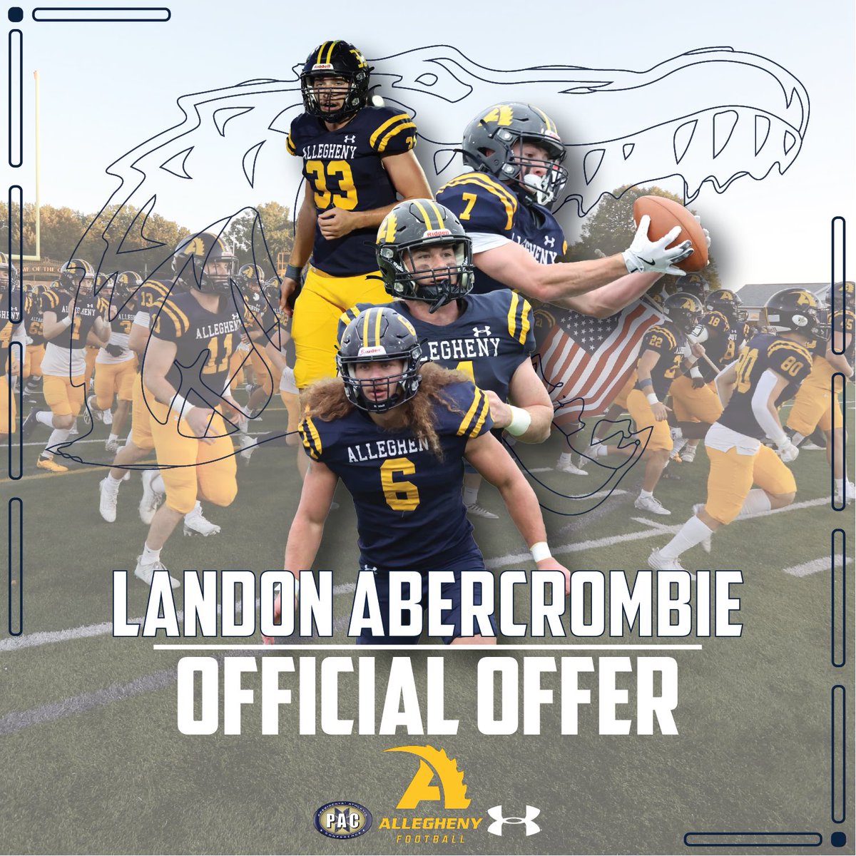 Landon Abercrombie (@abercrombie22l) on Twitter photo #AGTG After a great conversation with <a href="/Coach_Layer/">Braden Layer</a> I am extremely excited to receive my first offer from <a href="/AlleghenyFB/">Allegheny Football</a>
#GoGators🔵🟡!!!!
<a href="/CoachAlvarez35/">Aaron Alvarez</a> <a href="/CoachHanhold/">Matt Hanhold</a> <a href="/BallHawkMedia1/">BallHawk</a> <a href="/WPIAL_Insider/">WPIAL Insider</a> <a href="/wpialsportsnews/">WPIAL Sportsmen</a> <a href="/PAPrepsRivals/">PA Preps</a> <a href="/PAELITE7v7/">PA Elite 7v7</a> #AGTG After a great conversation with <a href="/Coach_Layer/">Braden Layer</a> I am extremely excited to receive my first offer from <a href="/AlleghenyFB/">Allegheny Football</a>
#GoGators🔵🟡!!!!
<a href="/CoachAlvarez35/">Aaron Alvarez</a> <a href="/CoachHanhold/">Matt Hanhold</a> <a href="/BallHawkMedia1/">BallHawk</a> <a href="/WPIAL_Insider/">WPIAL Insider</a> <a href="/wpialsportsnews/">WPIAL Sportsmen</a> <a href="/PAPrepsRivals/">PA Preps</a> <a href="/PAELITE7v7/">PA Elite 7v7</a>