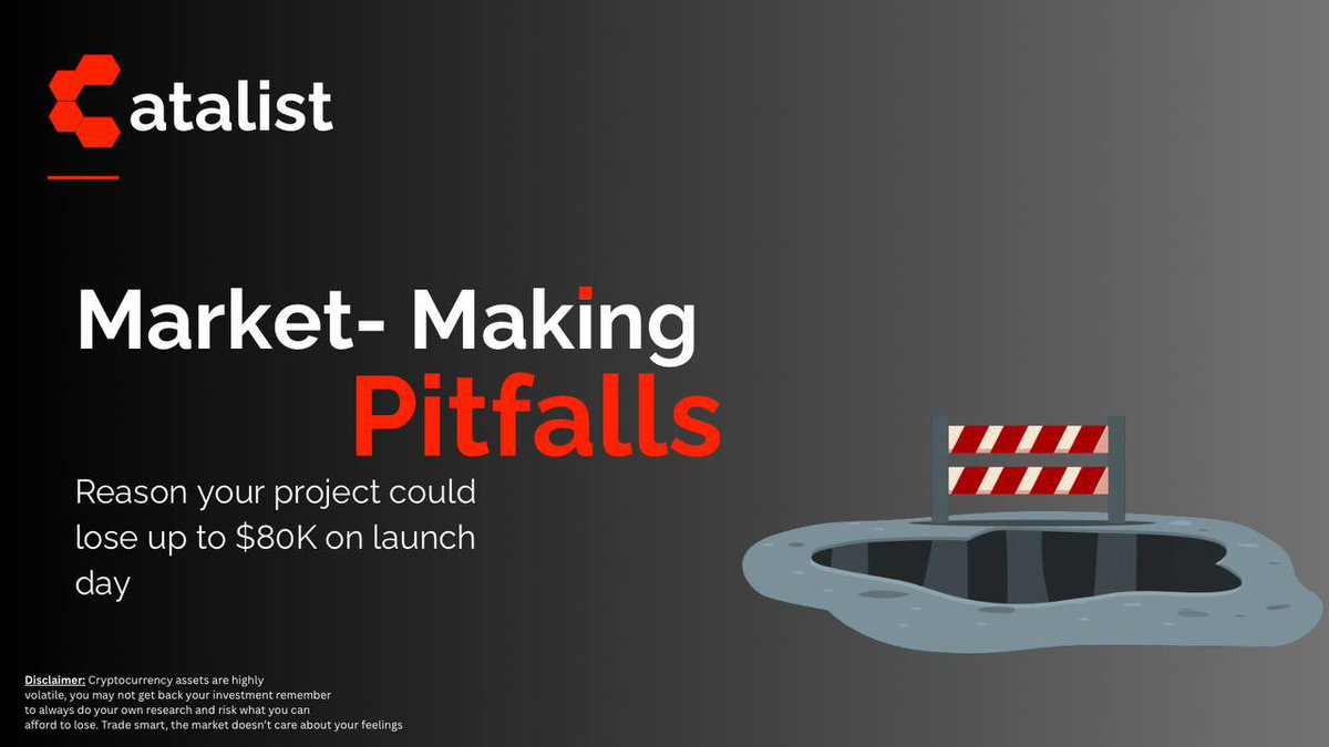 catalist_labs's tweet photo. $80,000 Evaporated in 24 Hours: 
The Preventable Mistakes Crushing Crypto Projects.

After consulting 100+ founders, these 6 recurring market-making &amp; listing errors cost millions. 

Let's Learn how to avoid them:  

Thread ↓ https://t.co/hzzL6JdDO3