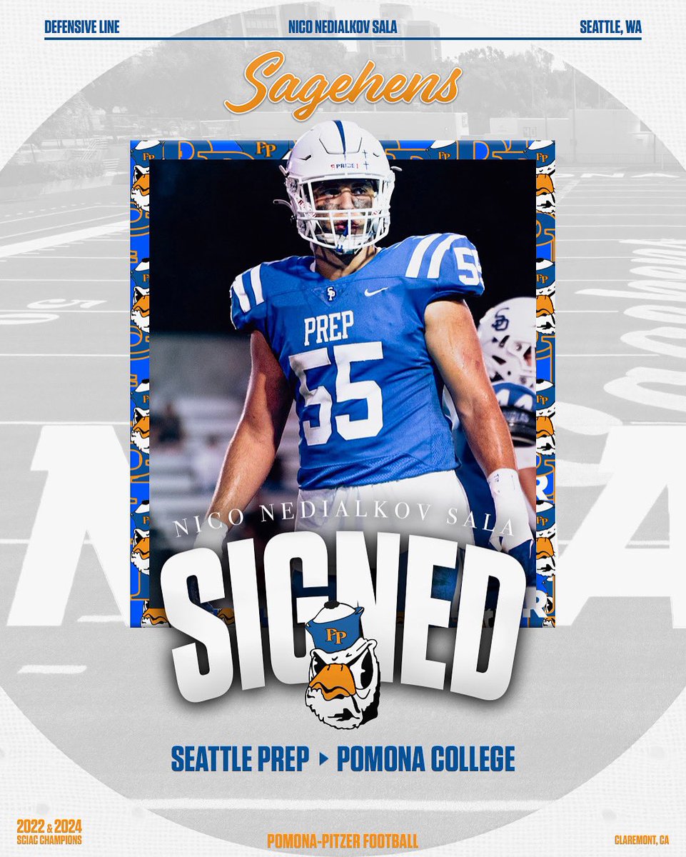 Welcome Nico Nedialkov Sala from Seattle Prep as a Pomona-Pitzer Sagehen! Nico is a Defensive Lineman and will be attending Pomona College! 

#gosagehens #sagehenfb
