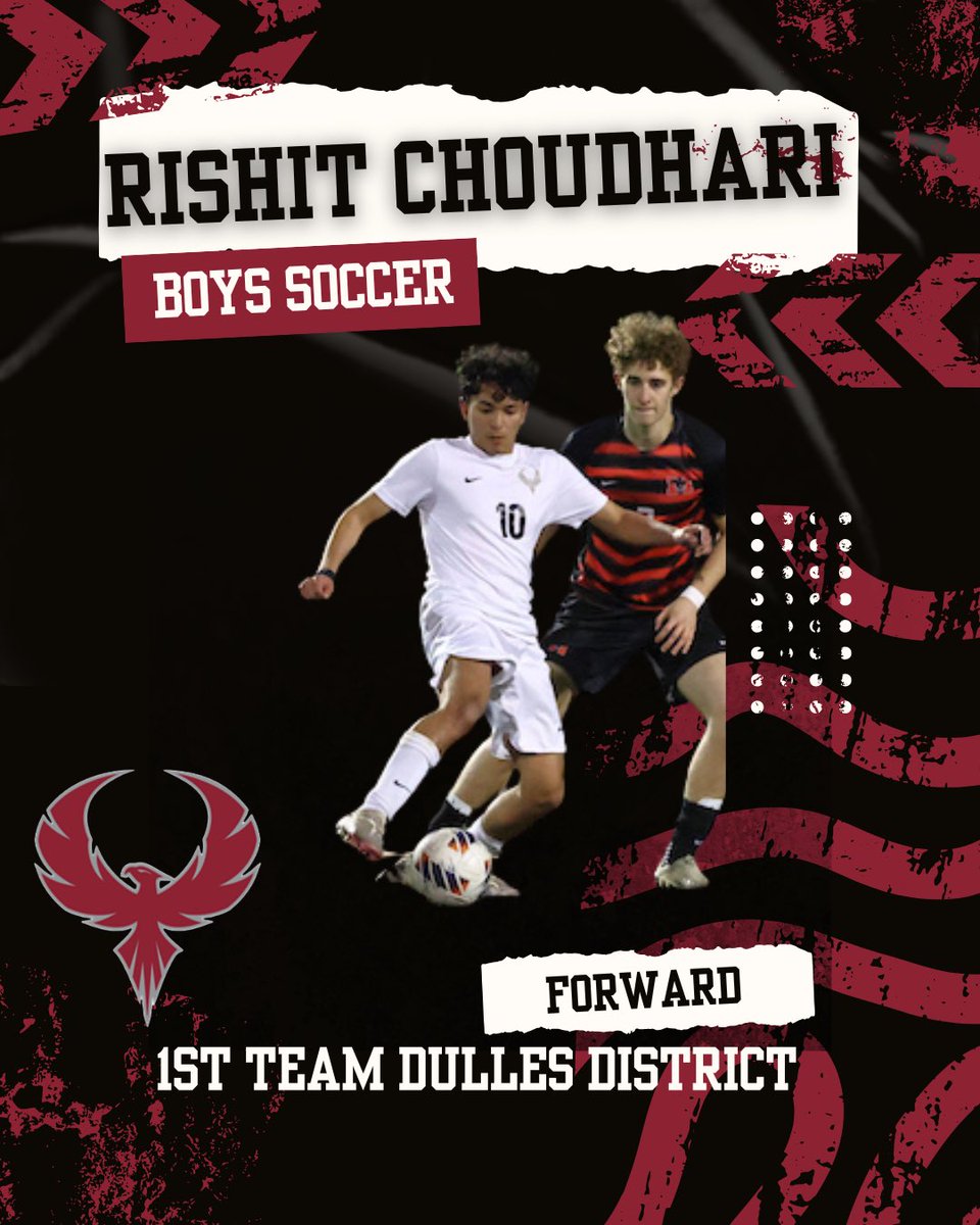 Congratulations to Senior Rishit Choudhari for making 1st team as Forward for the Dulles District for Boys Soccer!🔥⚽️ We are so proud!⚽️🔥
