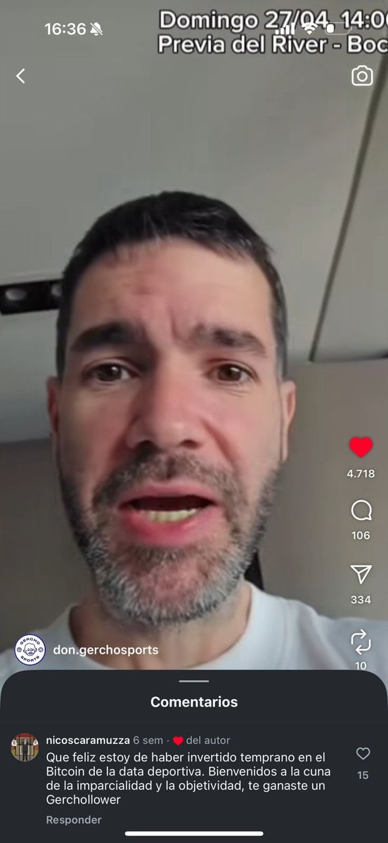 Comenté las publicaciones de mi multimedio informativo favorito y recibi likes del autor e inclusive supere a un campeon del mundo... La pregunta que ronda mi cabeza es: <a href="/gbeder/">Germán Beder</a>, ya nos une un lazo irrompible de amistad? O soy un mero follower servil a los fines de <a href="/gerchobeder/">Gercho Sports</a> ?