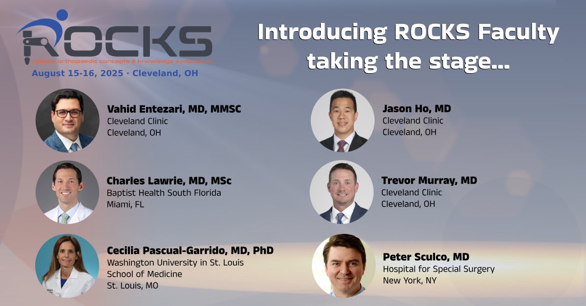 We are excited to begin the 2025 faculty introductions for #ROCKS2025! Join our world-class thought leaders presenting a focused program in contemporary robotic-assisted arthroplasty in hip, knee &amp; shoulder joint pathologies. More to come..

Register HERE: ccimeetings.com
