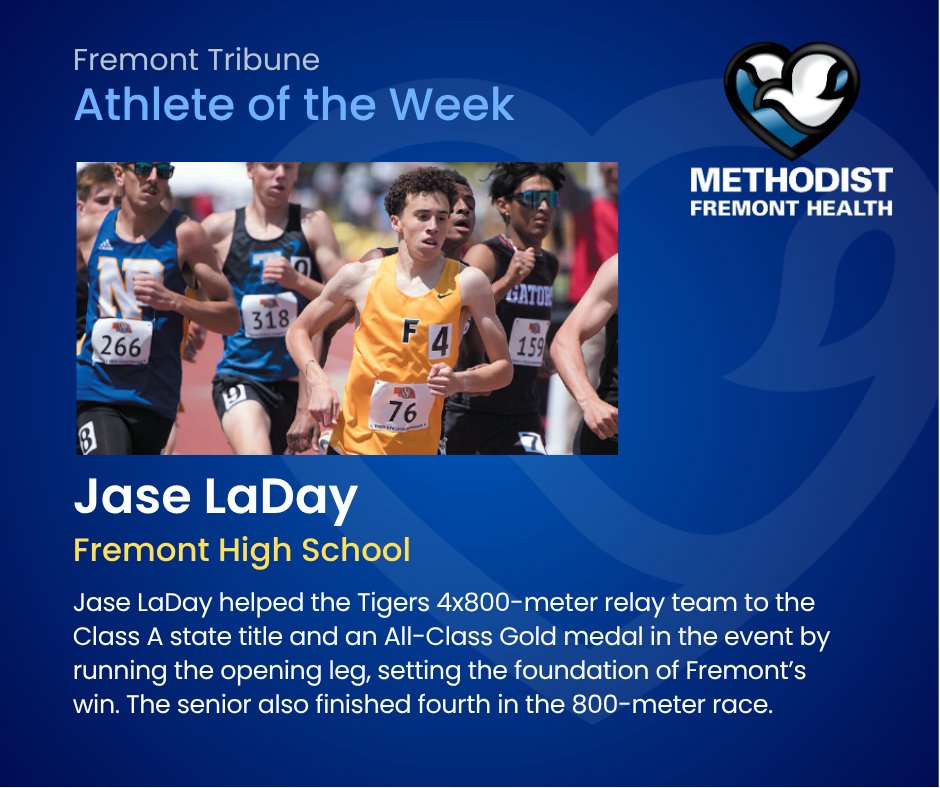 Congratulations to Jase LaDay, our Athlete of the Week! <a href="/Fremonttrack/">Fremont Boys Track</a> <a href="/fhstigersbelong/">Fremont High School Official Page!</a> <a href="/fhstigersports/">FHS ACTIVITIES</a> #nebpreps