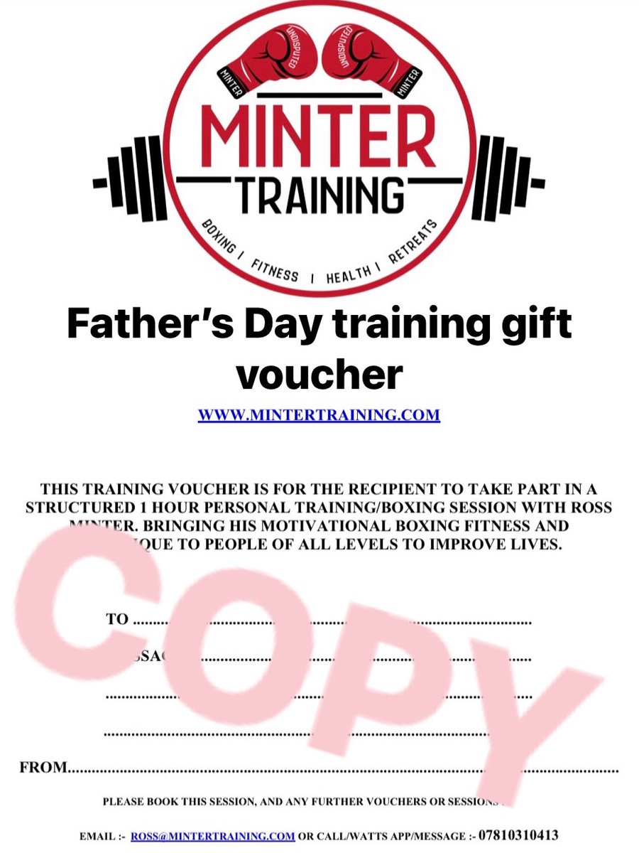 U sorted your #fathersday #gift out yet?. If not get in touch for #structured  #movement to get dad started or  #boxing tech, #body #toning, #weightloss or #fitness. then this is the ideal #gift voucher for you to get him🙏 get in touch for details👌