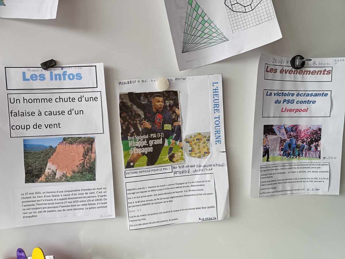 CdiClervoy's tweet image. Dernière séance avec les élèves d&apos;ULIS sur la création de unes de journaux : un travail sur la constitution de la une, le choix du nom du journal, le titre, l&apos;article principal. Beaucoup de compétences mobilisées!
#emi #pressepapier #projets