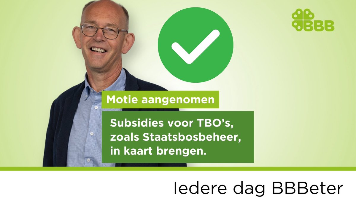 BBB BoerBurgerBeweging πππ (@boerburgerb) on Twitter photo Publieke miljoenen verdwijnen in natuurbeheer via terreinbeherende organisaties (TBOβs) zoals Staatsbosbeheer, maar niemand weet precies waar het geld blijft. Tijd voor transparantie: wie krijgt wat en wat gebeurt ermee? De motie van <a href="/CrPierik/">Cor Pierik</a> is zojuist aangenomen! ππ»β
Publieke miljoenen verdwijnen in natuurbeheer via terreinbeherende organisaties (TBOβs) zoals Staatsbosbeheer, maar niemand weet precies waar het geld blijft. Tijd voor transparantie: wie krijgt wat en wat gebeurt ermee? De motie van <a href="/CrPierik/">Cor Pierik</a> is zojuist aangenomen! ππ»β