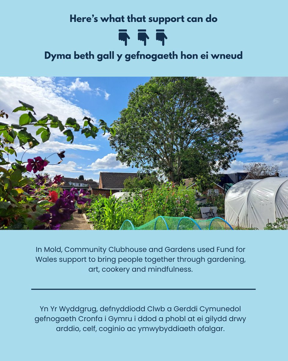 Fund for Wales is now open 📢 Mae Cronfa i Gymru bellach ar agor!

Grants between £500 - £2,000 available 💷 Grantiau rhwng £500 - £2,000 ar gael.

📝Apply by | Gwnewch gais erbyn: 12pm, 01.12.25

🔗 ow.ly/HO0550W72p2

#FundforWales #CronfaCymru