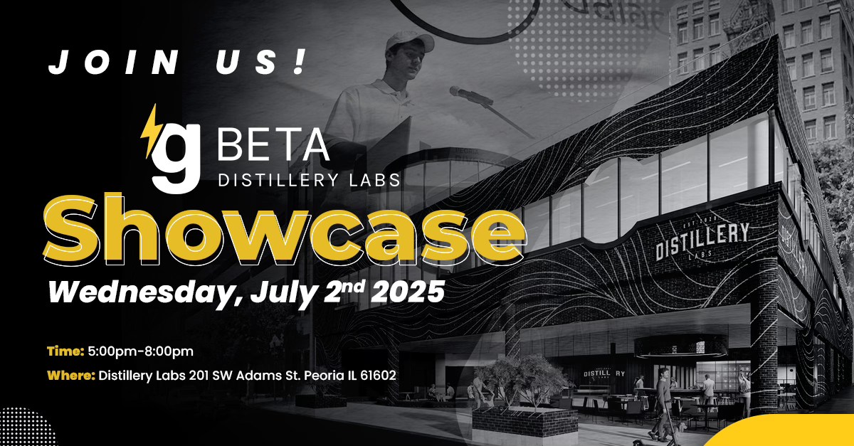 🚨 Save the date: July 2!
Celebrate innovation in Peoria at the gBETA Distillery Labs Showcase featuring 5 incredible startups 🎉

🎓 enterN, Glass Logic, Midwest BioProcessing Center, Omneurex &amp; Rehab Ranger
🍸 Free bar &amp; apps

🎟 RSVP now → ow.ly/2Z8h50W75PB