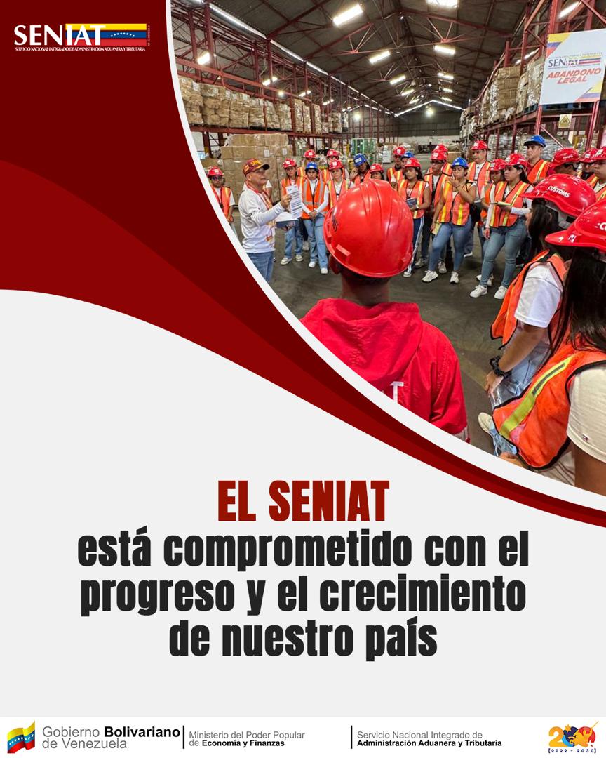 En el SENIAT, nuestro motor es el progreso de Venezuela. 🇻🇪❤️

Cada acción que realizamos está dedicada a impulsar el crecimiento de nuestra nación. 

¡Juntos, construimos un futuro de oportunidades para todos!

#SENIAT #VenezuelaAvanza #CrecimientoEconómico #FuturoDeVenezuela
