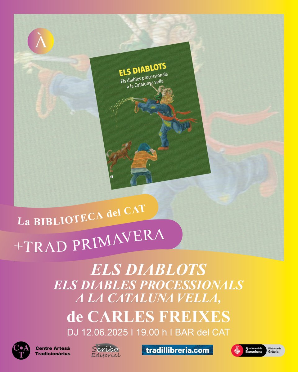 🫵 Dijous posem punt i final al cicle #experimentrad amb el concert d'aTORNA i a La biblioteca del CAT amb la presentació del llibre "Els Diablots. Els diables processionals"

"Els Diablots. Els diables processionals"
19 h I BAR del CAT 

aTORNA 
20.30 h I 10 € 

#tradicionàrius