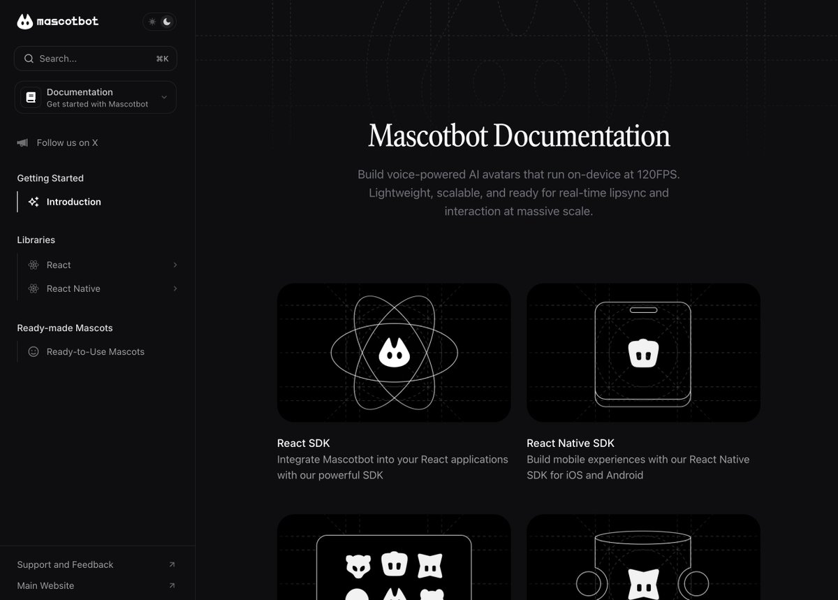 mascotbots's tweet photo. React SDK v0.1.5 is out and feeling fancy.

You’ll want to try the shiny useMascotSpeech demo.

Plus, the docs are looking better than ever.
Check this out: https://t.co/scsDy5fRP1