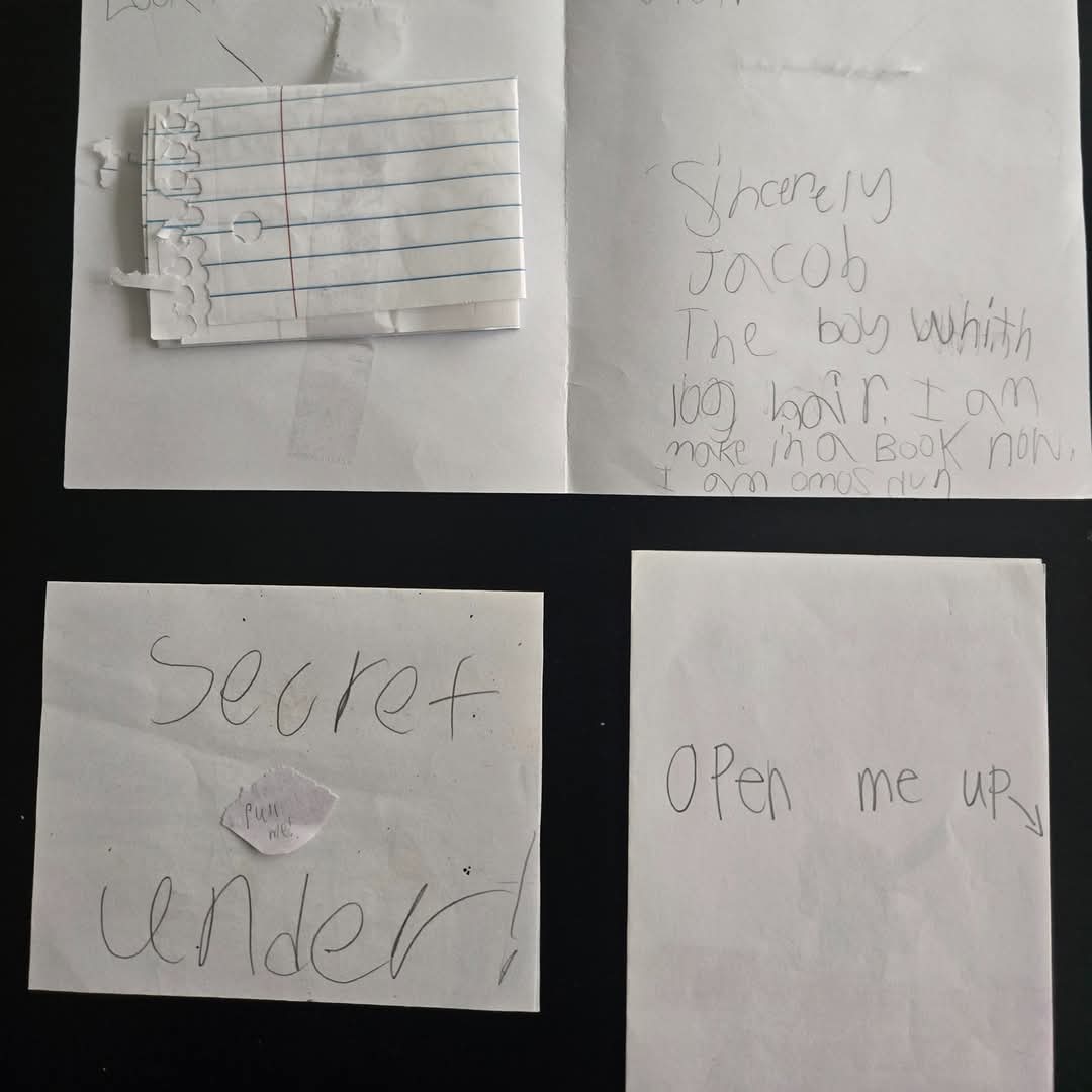 I love when school visit thank-you notes are sprinkled with suspense! ❤️ #schoolvisit #schoolvisits #authorvisit #authorvisits