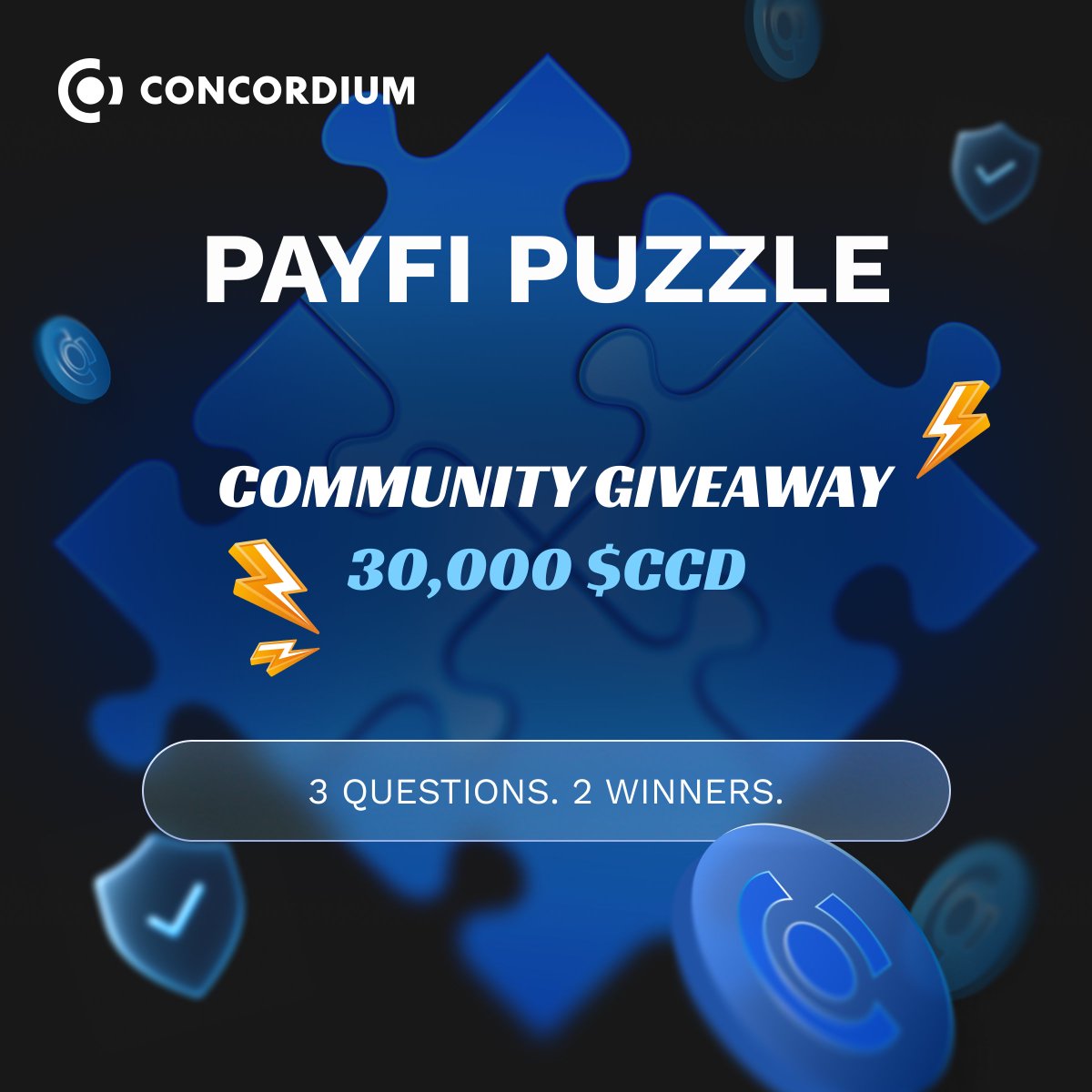 🎉 4 years since Concordium Mainnet went live.

To celebrate, we’re launching the PayFi Protocol Puzzle — a community giveaway with 🔥 30,000 $CCD in rewards!

3 steps. 2 winners. 

One chain to rule PayFi. [1/7] 🧵👇🏻