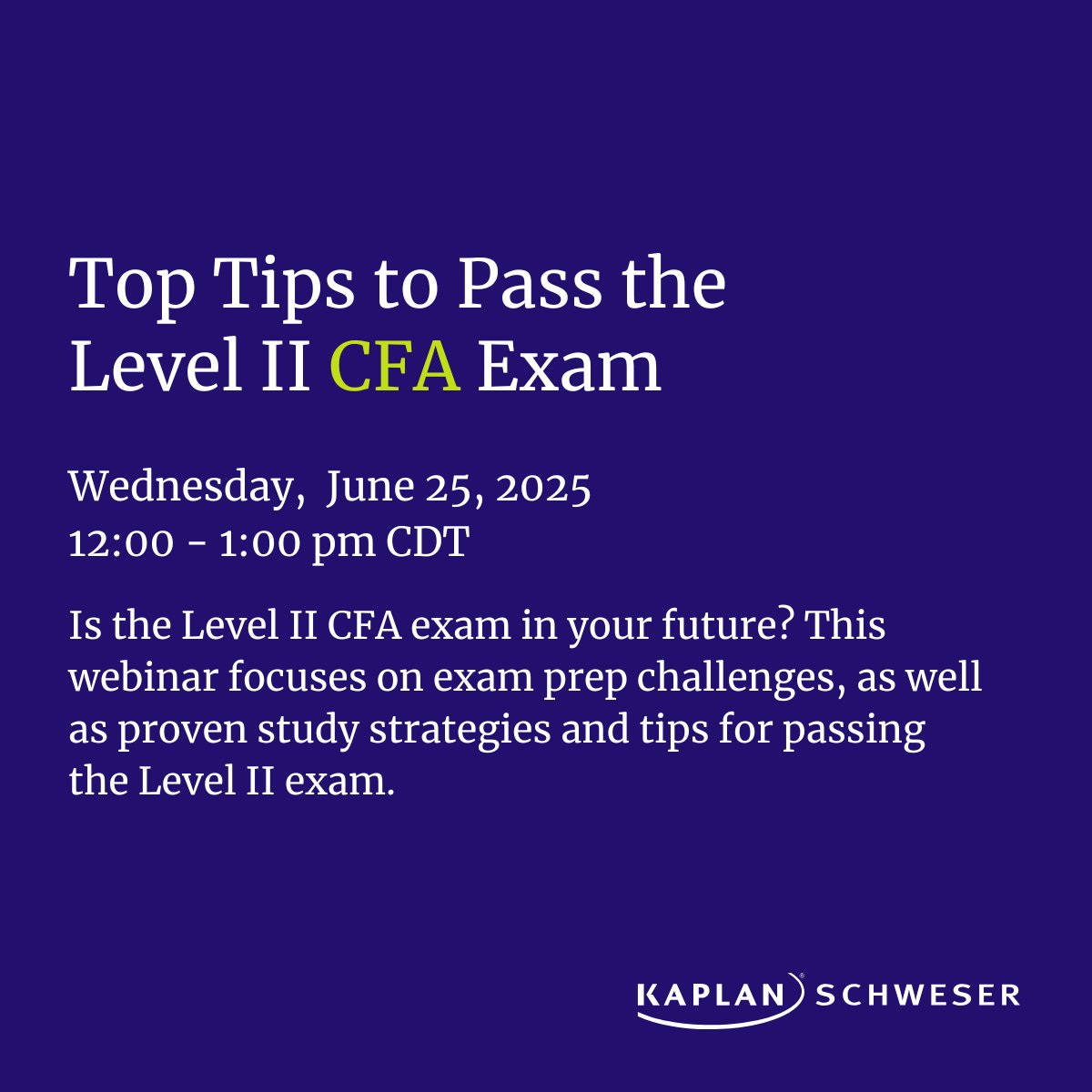 Join us on June 25 for a webinar led by Dr. B.J. Tolia! Come ready with your questions and learn what it takes to pass the CFA Level II exam. bit.ly/CFAWebinarJun2…