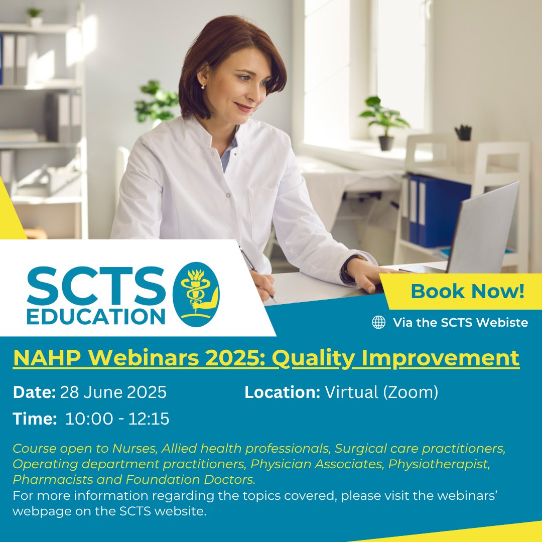 🔔 NEW COURSE ALERT 🔔 Please click the link below to get booked. 28th June 2025. #virtual #scts #webinar #education #cardiothoracic #nahp scts.org/events/445/nah…