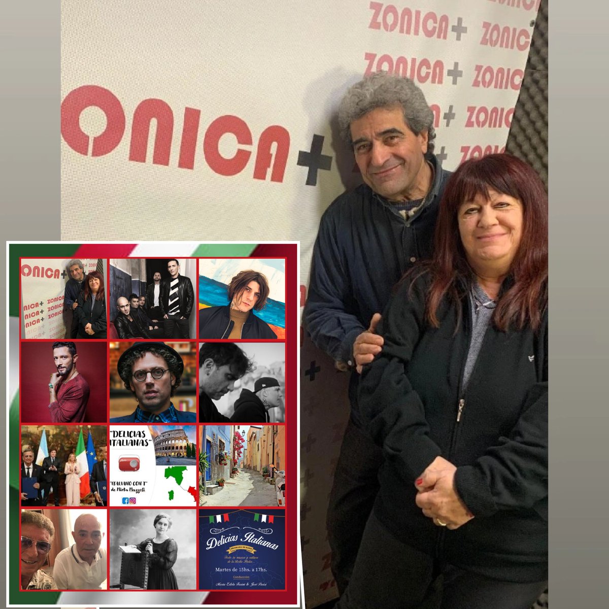 🎧🇦🇷🇮🇹🇨🇴🇪🇸 Martes 10/6 15 hs.Arg. 20 hs. It. 13 hs.Col. 20 hs.Estrenos Musicales en Delicias Italianas <a href="/RADIOZONICA/">#RadioZonica #Zonica➕</a> + lo mejor de la Música y Cultura della Bella Italia
Con Estela Farini y Jose Parisi
zonica.com.ar App y Youtube en vivo ZONICA+