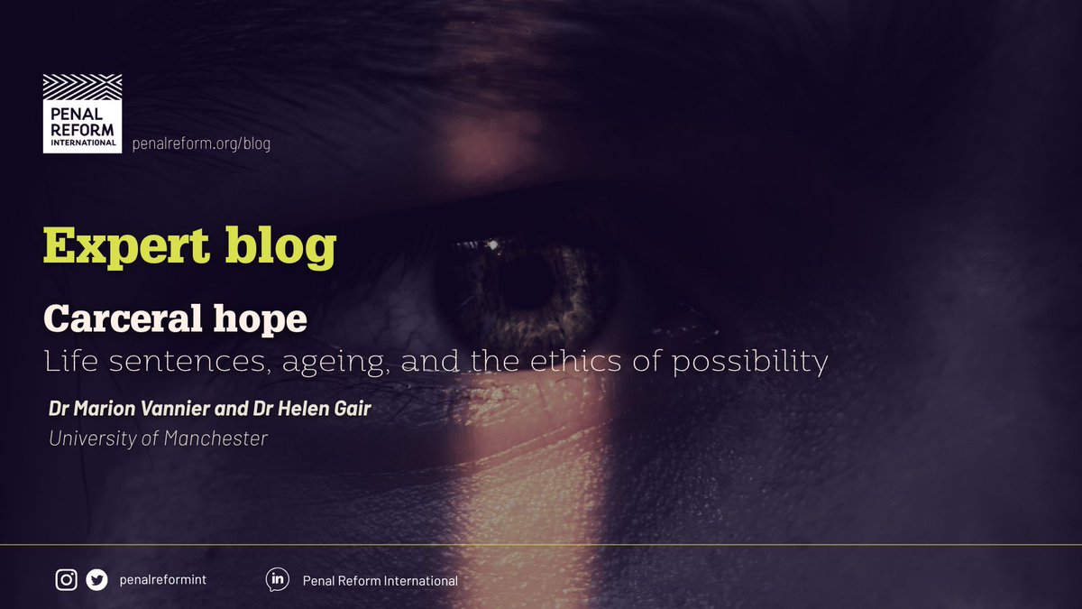 🖋️New on PRI’s blog: How is hope lived inside #prison by #olderpeople serving #lifesentences? 

Dr Marion Vannier &amp; Dr Helen Gair reflect on dignity, despair &amp; the ethics of hope in new expert blog.

🔗 penalreform.org/blog/carceral-…