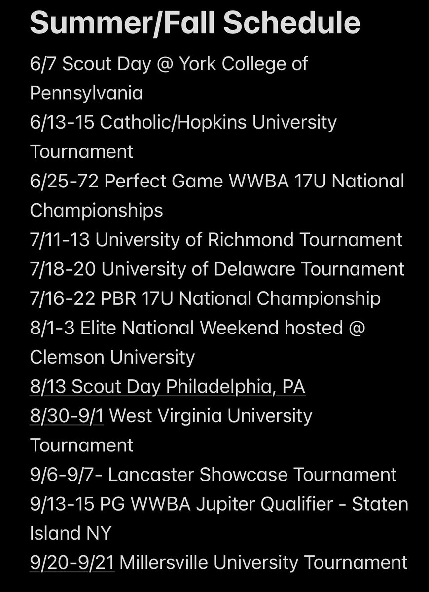 2026 RHP Sam Light: Here is my Summer/Fall schedule with <a href="/elite_national2/">Elite National</a> 17U: