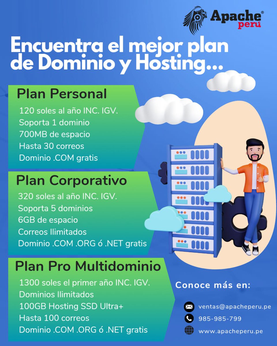 apacheperu's tweet image. Contrata con los mejores!

Encuentra el mejor plan de dominio, hosting y correos corporativos para tu Empresa.

Solicita información a nuestro WhatsApp 985985799

apacheperu.pe