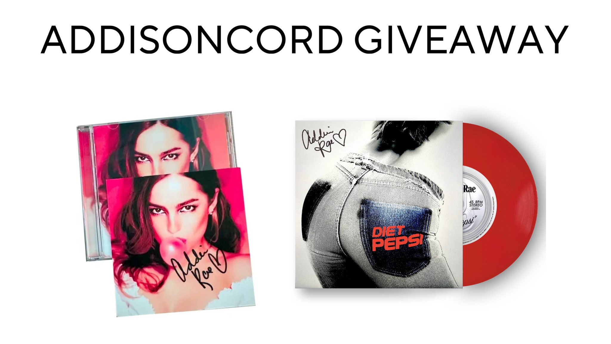 Addison Rae Diet Pepsi サイン入りレコード Addison Rae SIGNED VINYL Diet Pepsi 7” Limited Edition