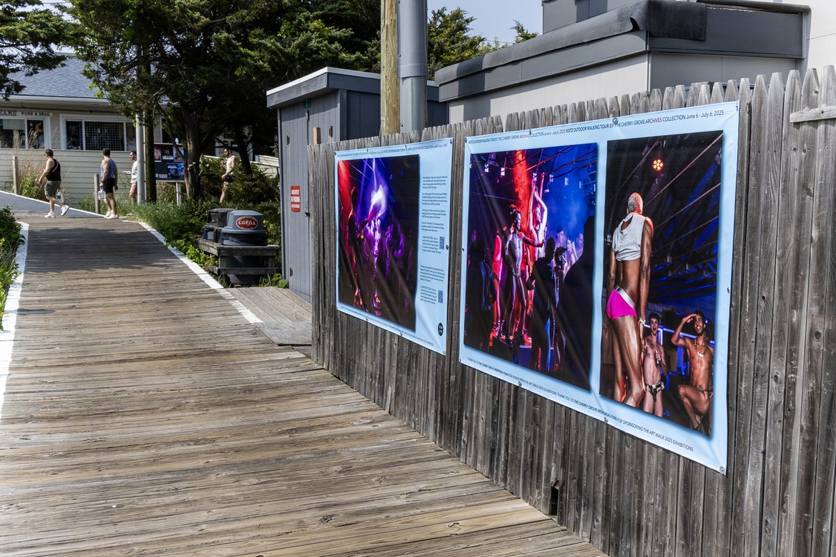 KoitzPhoto's tweet image. Photojournalist koitz is showing 33 photographs taken in Fire Island's LGBTQ+ communities over nearly 2 decades. The exhibition takes place in Cherry Grove, FI,  considered the first gay community in the United States. The Walking Tour is organized by the CG Archives Collection.
