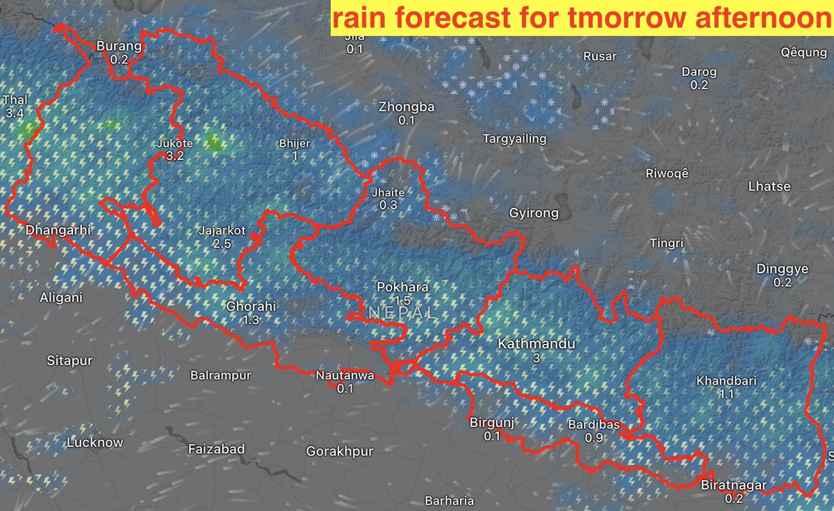 BinodClimate's tweet photo. #WeatherUpdate Convective clouds produced good rain this afternoon, highest rainfall measured from #DHM station at Kapan👇. More rain (with thunderstorm) is forecast in western #Nepal later tonight and all over the country tomorrow afternoon👇
Clouds and total rain in last 6-hr👇 https://t.co/MZoQTeqN9y