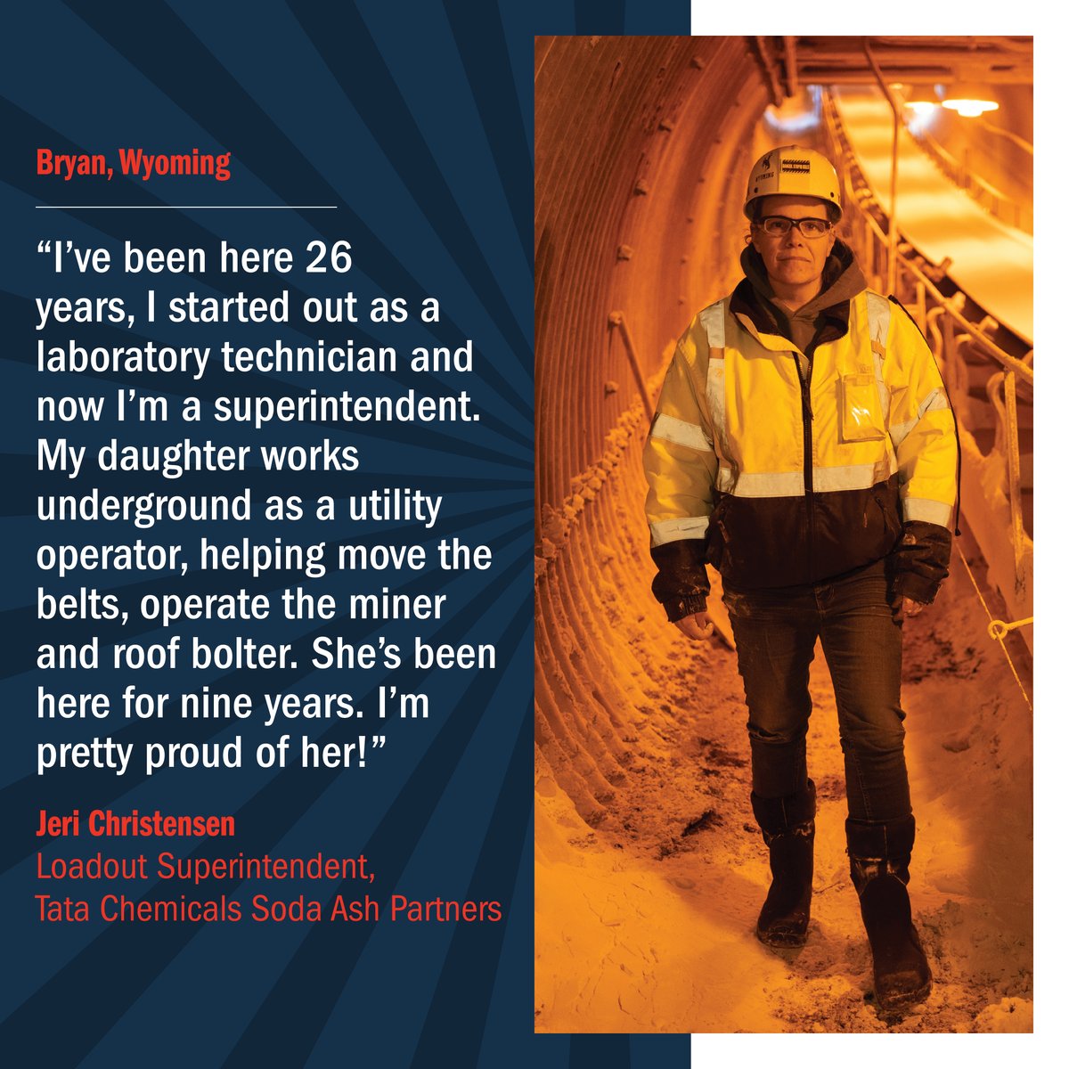 The glass in many of our solar panels starts as soda ash in a Wyoming mine. Along with tens of thousands of hardworking Americans who enable First Solar’s mission, Wyoming miners play a vital role in powering our nation to prosperity with American solar technology. We’re proud to