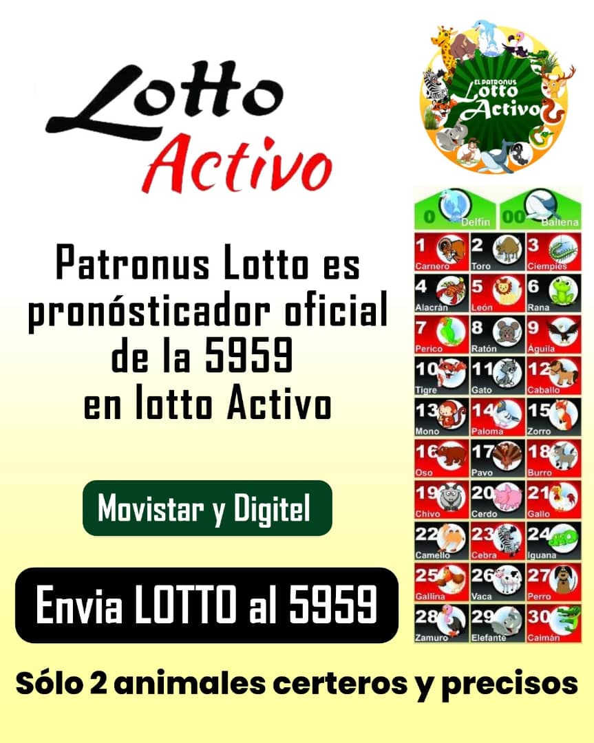 ENVIA ((LOTTO AL 5959))  ME DA X CABALA E INCLUSO ME DA X SUMA Y RESTA AQUI VAMOS A CONSEGUIR ES EL SUPER ESPECIAL PARA <a href="/lottoactivo/">El Patronus Lottoactivo</a> ACTIVO Y <a href="/lagranjitaofic/">La Granjita Oficial</a> 
REGALO 08 Raton
Envía LOTTO al 5959
Movistar o digitel Costo Sms 50bs +Iva Regalo 09 Aguila