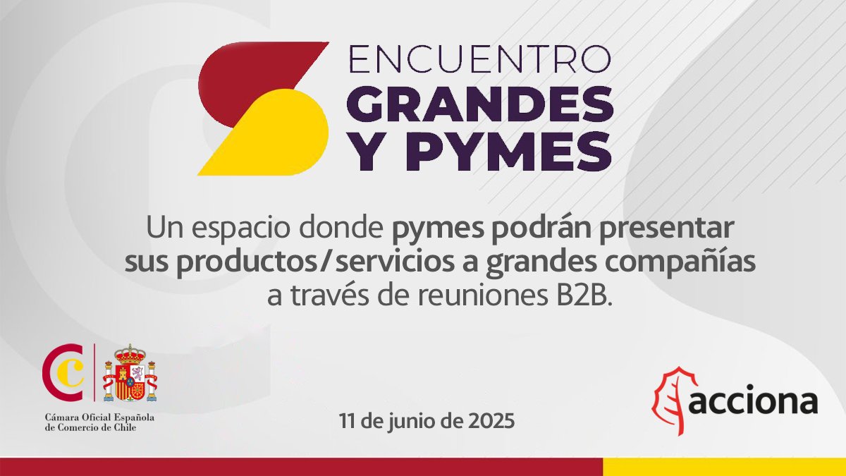 acciona_latam's tweet photo. Este miércoles, @ACCIONA estará presente en el Encuentro Grandes y PYMEs 2025 organizado por #CAMACOES.
Instancia que permite fortalecer los lazos comerciales de pequeñas y medianas empresas, brindándoles la oportunidad de conectar directamente con grandes compañías. https://t.co/LXp6k6F8QG