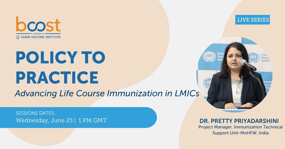 sabinvaccine's tweet photo. 📣 Join us for the next session in our Boost Community Champion Live Engagement Series, hosted this month by Dr. Pretty Priyadarshini (@know_Dr_Pretty).

This session will spotlight practical strategies, innovations, and real-world experiences from countries working to enhance the implementation of life-course immunization (LCI) in low- and middle-income countries (LMICs).

We’ll explore key focus areas including ⤵️ 

🔹 Integration with routine health systems
🔹 Targeted policy reforms
🔹 Leveraging digital tools
🔹 Stakeholder engagement
🔹 Driving demand to improve vaccine access, equity, and uptake across all life stages

Dr. Priyadarshini will also address cross-cutting themes such as antimicrobial resistance (AMR) and the One Health approach, emphasizing their importance in effective LCI planning. Participants are encouraged to share insights and experiences from their own countries and regions.

📆 June 25, 2025 at 9 a.m. ET
💻 Register now ➡️ https://t.co/7DYr6kNUHH