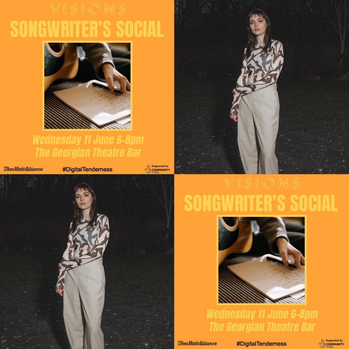 TONIGHT (6-8pm) – Songwriter's Social 🎶

Join Teesside’s Jodie Nicholson at The Georgian Theatre bar for an informal songwriting session! Bring your instrument (or use ours), share demos and collaborate on new ideas.

Free pizza &amp; pop! FREE ENTRY // RSVP: facebook.com/events/2959840…