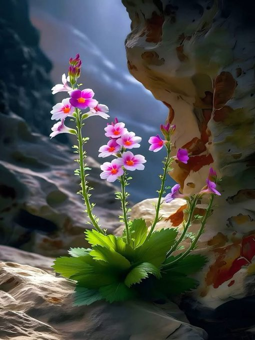 Flower blossoms, rock crevices, quiet valleys, resilience of life💕🙏