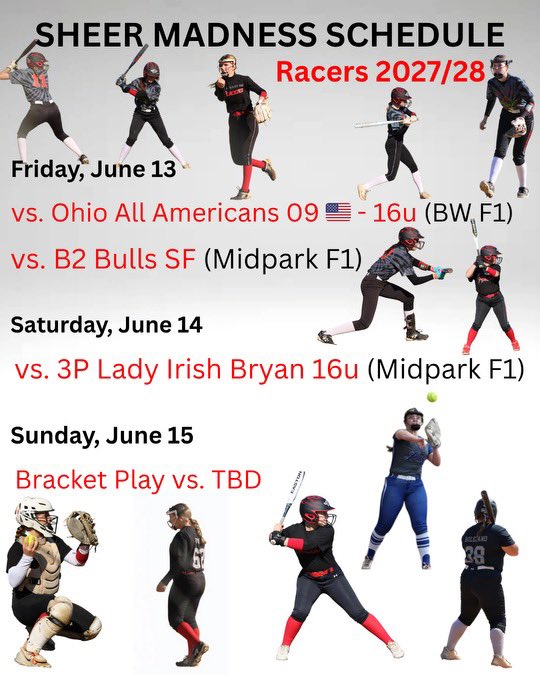 CaidyMurphy00's tweet photo. This weekend we have a tournament up in Berea OH in the Sheer madness tournament @ShowcaseSheer here’s our schedule for Friday and Saturday. https://t.co/g006hBVzBk