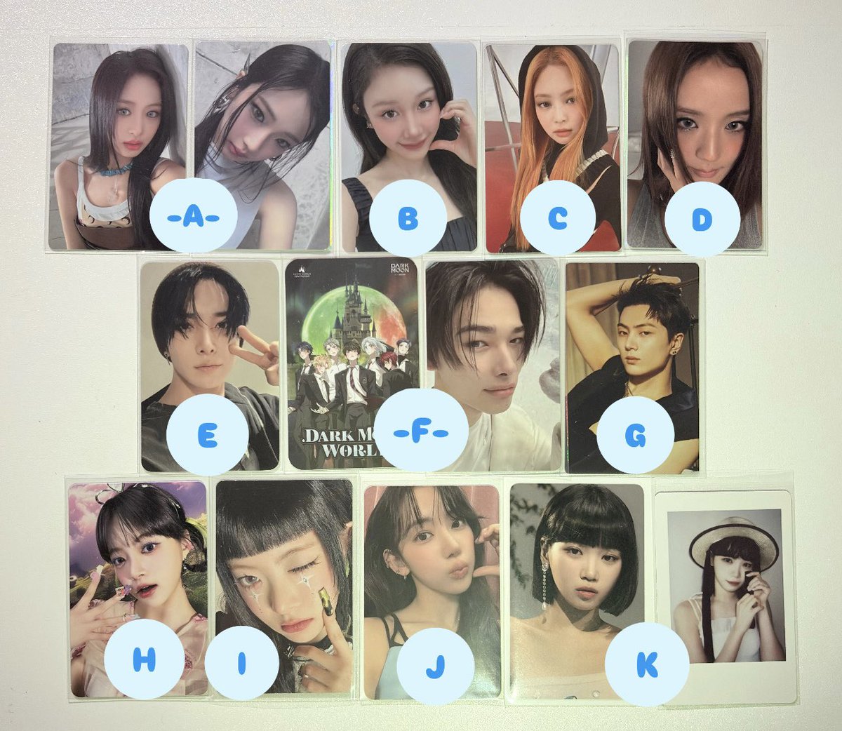 GIVEAWAY! blackpink, enhypen, lesserafim &amp; babymonster photocards (ina only)

🏆 11 winners

- follow 
- rt &amp; like twt ini
- komen mau photocard yang mana (hurufnya)

p.s doain pls besok war tiket blackpink lancar &amp; dapet section yg aku mau aamiin 🥹🫶
calling blink engene