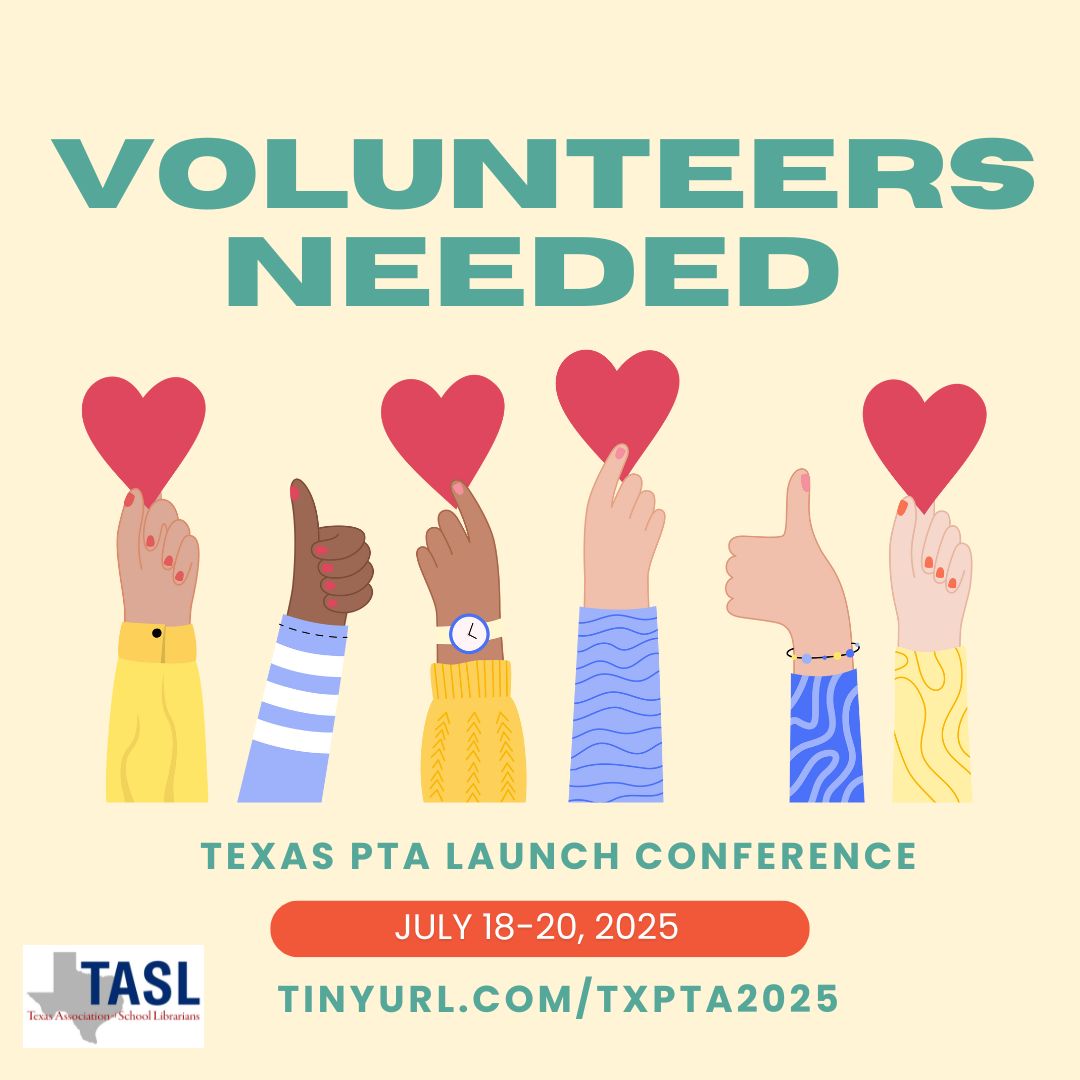 Calling all DFW School Librarians! TxASL is seeking volunteers for the TX PTA conference, July 18-20. Let's show off our impact &amp; honor PTA/librarian teamwork. If available, sign up here: tinyurl.com/TXPTA2025 #txasl <a href="/txstatepta/">Texas PTA</a>