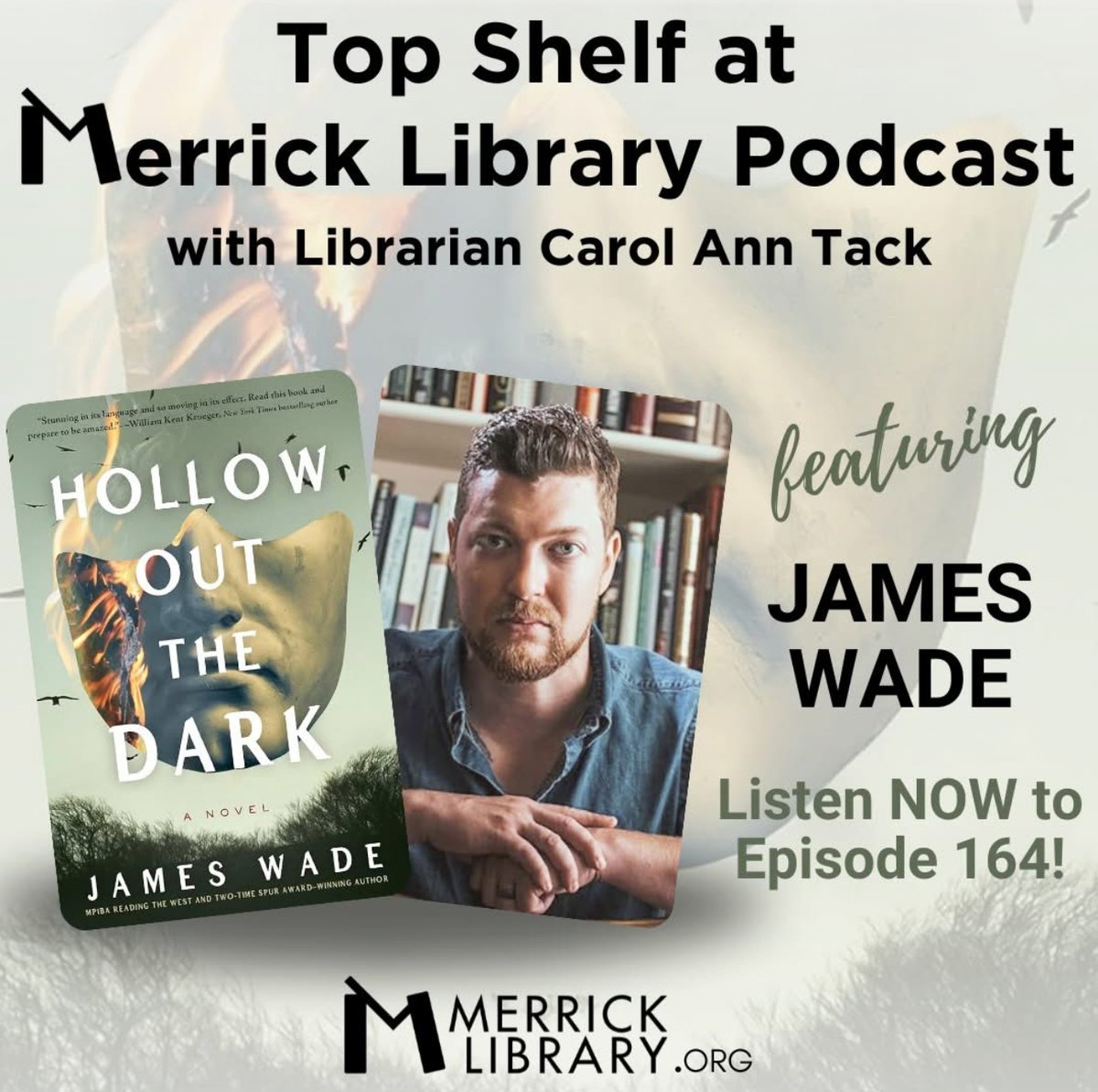 Carolanntack's tweet image. E164 features 4-time guest of @topshelfmerrick, author James Wade! His gripping novel, HOLLOW OUT THE DARK, is a dark Depression-era gothic crime thriller wrapped in a whiskey war. Edge-of-your-seat stuff. We pack a lot into this one, so listen here: bit.ly/43p8qH3
