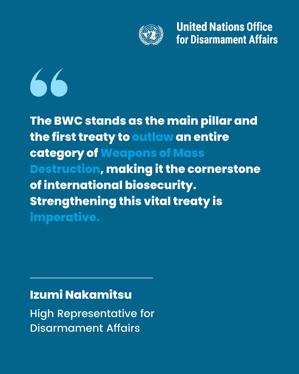 ODA (@un_disarmament) on Twitter photo UNODA High Representative <a href="/INakamitsu/">Izumi Nakamitsu</a> delivered a video message at the International Conference on Global Biosecurity Challenges. "It is essential to promote international cooperation and assistance for the peaceful use of biotechnologies…"
Watch here:▶️rb.gy/eaouda UNODA High Representative <a href="/INakamitsu/">Izumi Nakamitsu</a> delivered a video message at the International Conference on Global Biosecurity Challenges. "It is essential to promote international cooperation and assistance for the peaceful use of biotechnologies…"
Watch here:▶️rb.gy/eaouda
