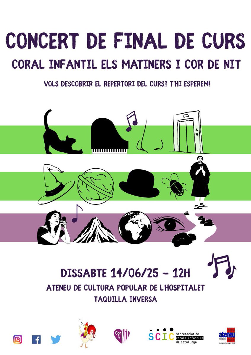 Aquest dissabte arriba el concert de final de curs! 😃🙌 vols descobrir el repertori que hem estat treballant? No t'ho perdis! t'hi esperem amb molta il·lusió de compartir una bona estona 🥳

#cantcoral #coralinfantil #Hospitalet #culturalh #corjove