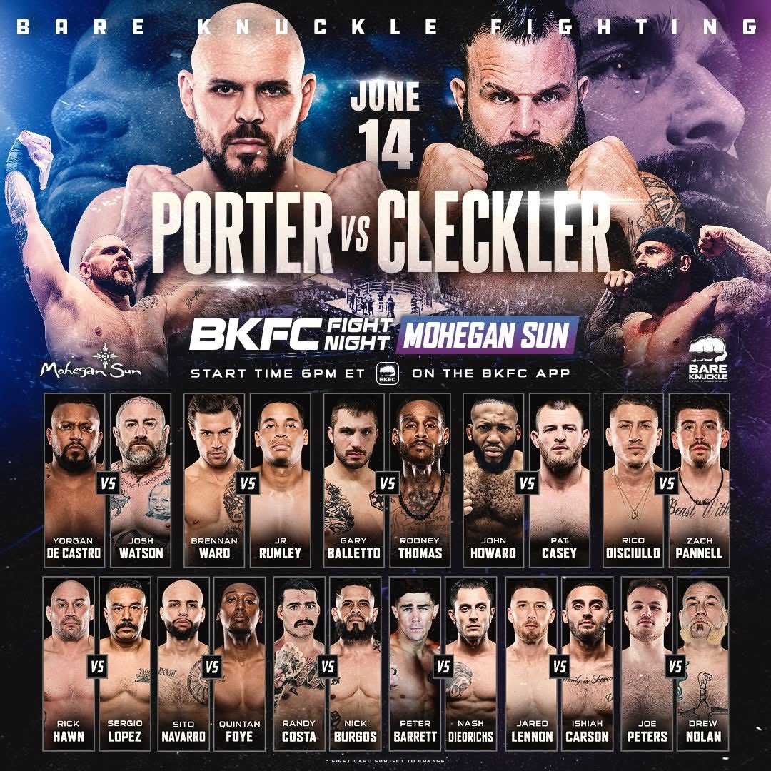 COMBAT SPORTS TODAY (@cstodaynews) on Twitter photo BKFC FIGHT WEEK.
👊BKFC Fight Night: Mohegan Sun full fight card for Saturday, June 14th #BKFCMOHEGANSUN
(via <a href="/bareknucklefc/">Bare Knuckle FC</a>) BKFC FIGHT WEEK.
👊BKFC Fight Night: Mohegan Sun full fight card for Saturday, June 14th #BKFCMOHEGANSUN
(via <a href="/bareknucklefc/">Bare Knuckle FC</a>)