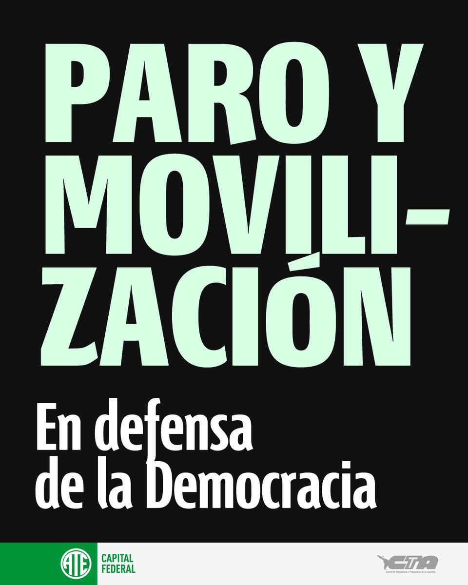 PARO Y MOVILIZACIÓN

El pueblo organizado no va a permitir este grave atropello.

Paramos y movilizamos, defender a Cristina es defender la democracia.