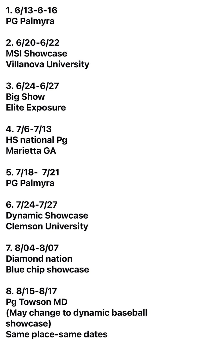 RyanMarmolejos2's tweet image. 2025 summer ball schedule 
@CoachLuke5 
@c_breezy2 
@str8ched 
@BVanderglas 
@PuccioNick 
@davidbaker5 
@coach_jdpulfer